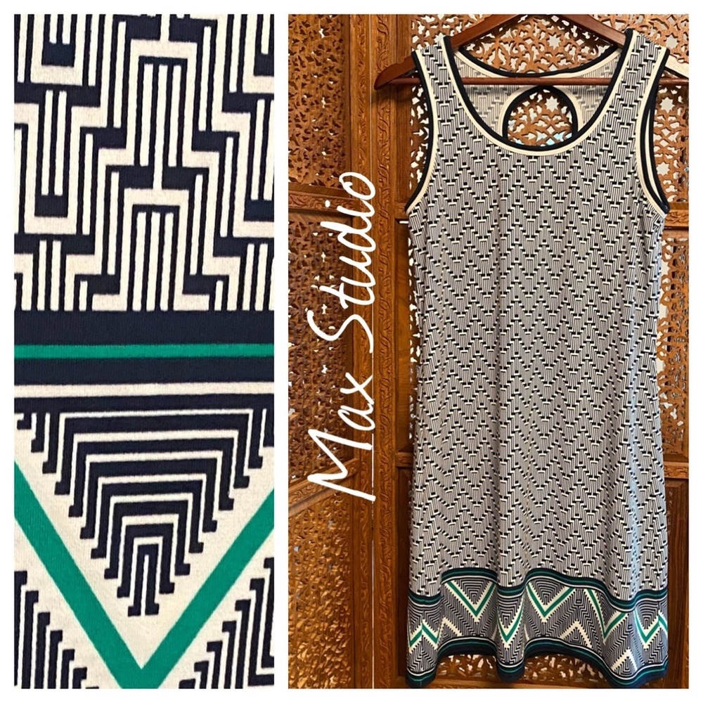 🚺📐Max Studio geo print sleeveless dress